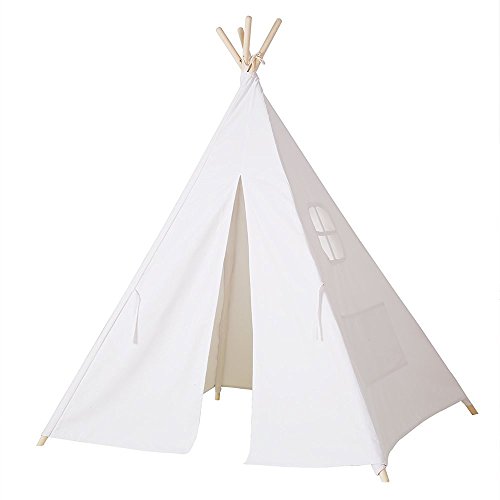 Steegic Outdoor Indoor Great Canvas Indian Teepee Playhouse for Kids - White