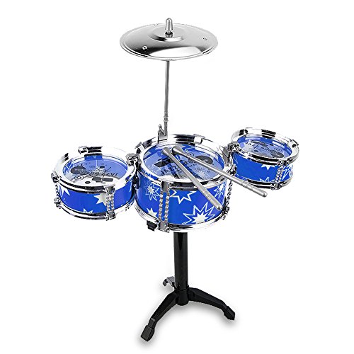 Mini Desktop Drum Set Children Kid Toddler Christmas Gift Musical Instrument Toy Blue