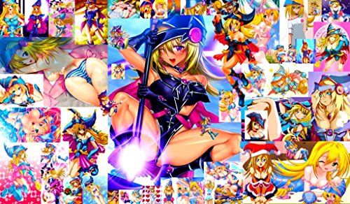 Dark Magician Girl Collage Yugioh TCG playmat gamemat 24 wide 14 tall for trading card game smooth cloth surface rubber base