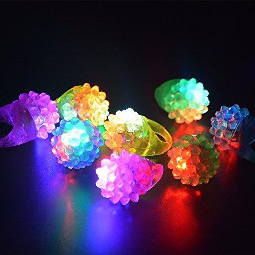 CH Solutions Novelty 72 ct Flashing LED Bumpy Rings Blinking Soft Jelly Glow by CH
