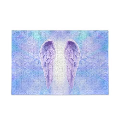 Fantasy Angel Wings Purple Jigsaw Puzzles 500 Pieces Adult Kids Teens Piece Puzzle Leisure Game Toy Home Decor DIY Educational Gift with Mesh Storage Bag
