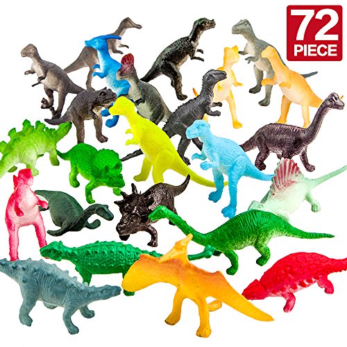 Dinosaur Figure72 Piece Mini Dinosaur Toy SetGreat Safety Material Assorted Vinyl Plastic DinosaurZoo World Dino Dinosaur Playset Toys For Boys Cupcake Toppers Party Favors Learning Resources