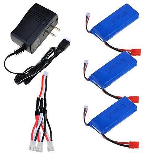 Kingtoys 3PCS Newly Upgrade 25C 74v 2500mah Lipo Battery For Syma X8 X8C X8W X8G RC Quadcopter Parts Drone Battery 3 In 1 Charge CableBattery Charger
